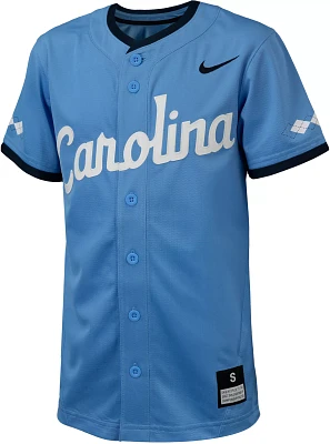 Nike Youth North Carolina Tar Heels Blue Full Button Replica Baseball Jersey