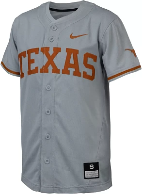 Nike Youth Texas Longhorns Grey Full Button Replica Baseball Jersey
