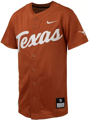 Nike Youth Texas Longhorns Burnt Orange Full Button Replica Baseball Jersey