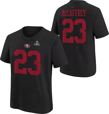 Nike Youth 2024 Super Bowl LVIII Bound Patch San Francisco 49ers Christian McCaffrey #23 T-Shirt