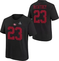 Nike Youth 2024 Super Bowl LVIII Bound Patch San Francisco 49ers Christian McCaffrey #23 T-Shirt