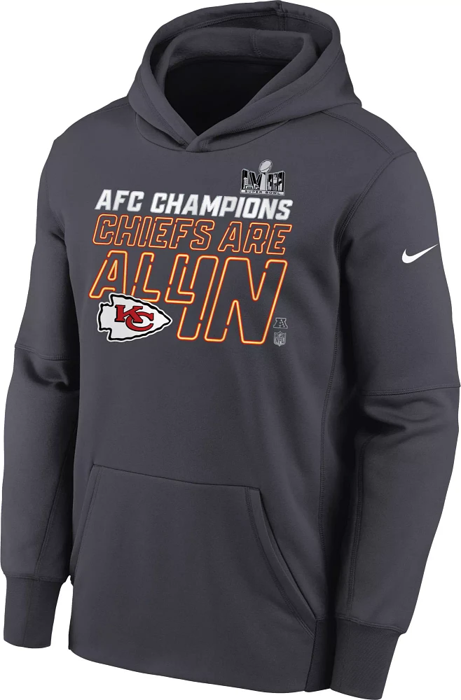 Nike Youth 2024 AFC Conference Champions Kansas City Chiefs Locker Room Hoodie