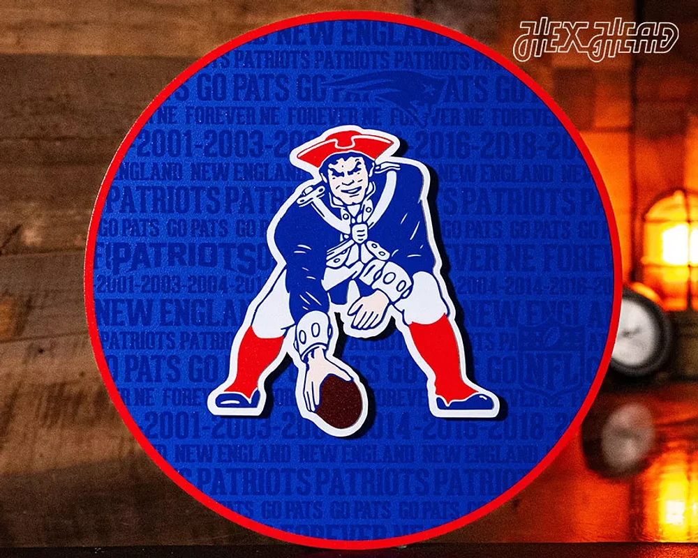 Hex Head New England Patriots 15" Round Sign