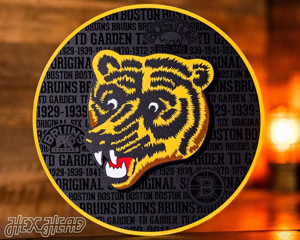 Hex Head Boston Bruins 15" Round Sign