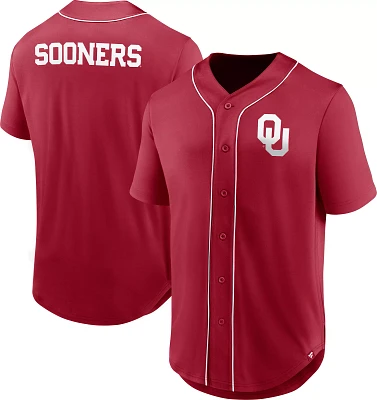 NCAA Men's Oklahoma Sooners Crimson Full Button Fashion Baseball Jersey