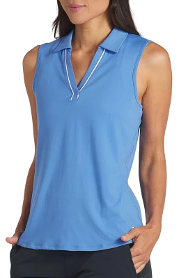 PUMA Women's CLOUDSPUN Piped Sleeveless Golf Polo