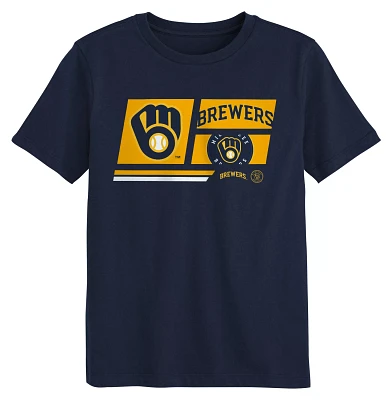 MLB Team Apparel Little Kids' Milwaukee Brewers Navy Multi Hit T-Shirt