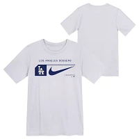 Nike Little Kids' Los Angeles Dodgers White Swoosh Lock T-Shirt