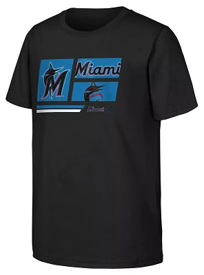 MLB Team Apparel Youth Miami Marlins Black Multi Hit T-Shirt
