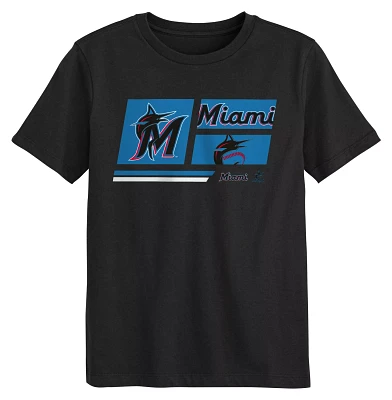 MLB Team Apparel Little Kids' Miami Marlins Black Multi Hit T-Shirt