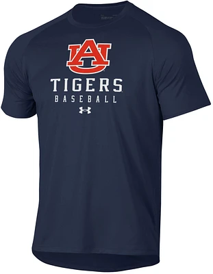 Under Armour Men's Auburn Tigers Blue Baseball Tech Performance T-Shirt