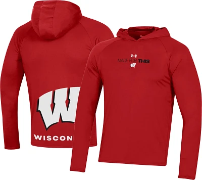 Under Armour Men's Wisconsin Badgers Red Long Sleeve Hooded Bench T-Shirt