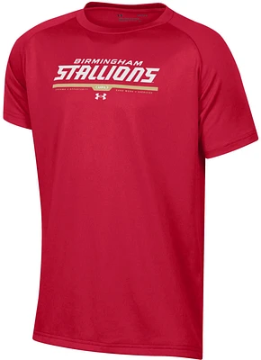 Under Armour Youth UFL Birmingham Stallions Wordmark Red Tech T-Shirt