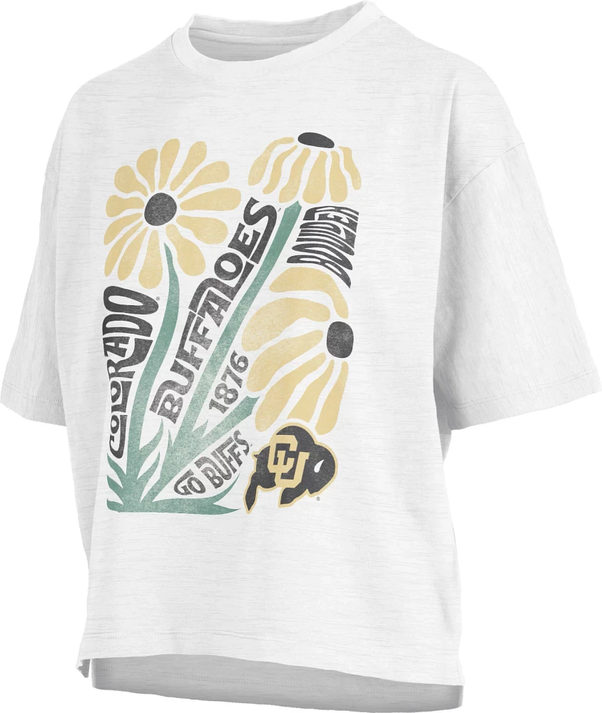 Pressbox Women's Colorado Buffaloes White Daisy Midi T-Shirt