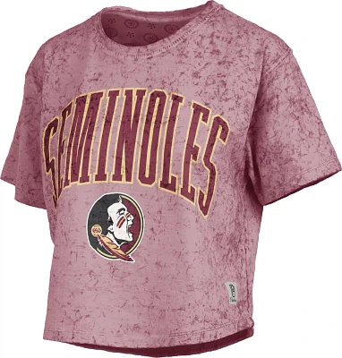 Pressbox Women's Florida State Seminoles Garnet Sunwashed 2.0 Cropped T-Shirt