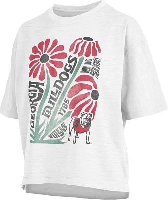 Pressbox Women's Georgia Bulldogs White Daisy Midi T-Shirt