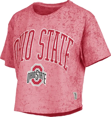 Pressbox Women's Ohio State Buckeyes Red Sunwashed 2.0 Cropped T-Shirt