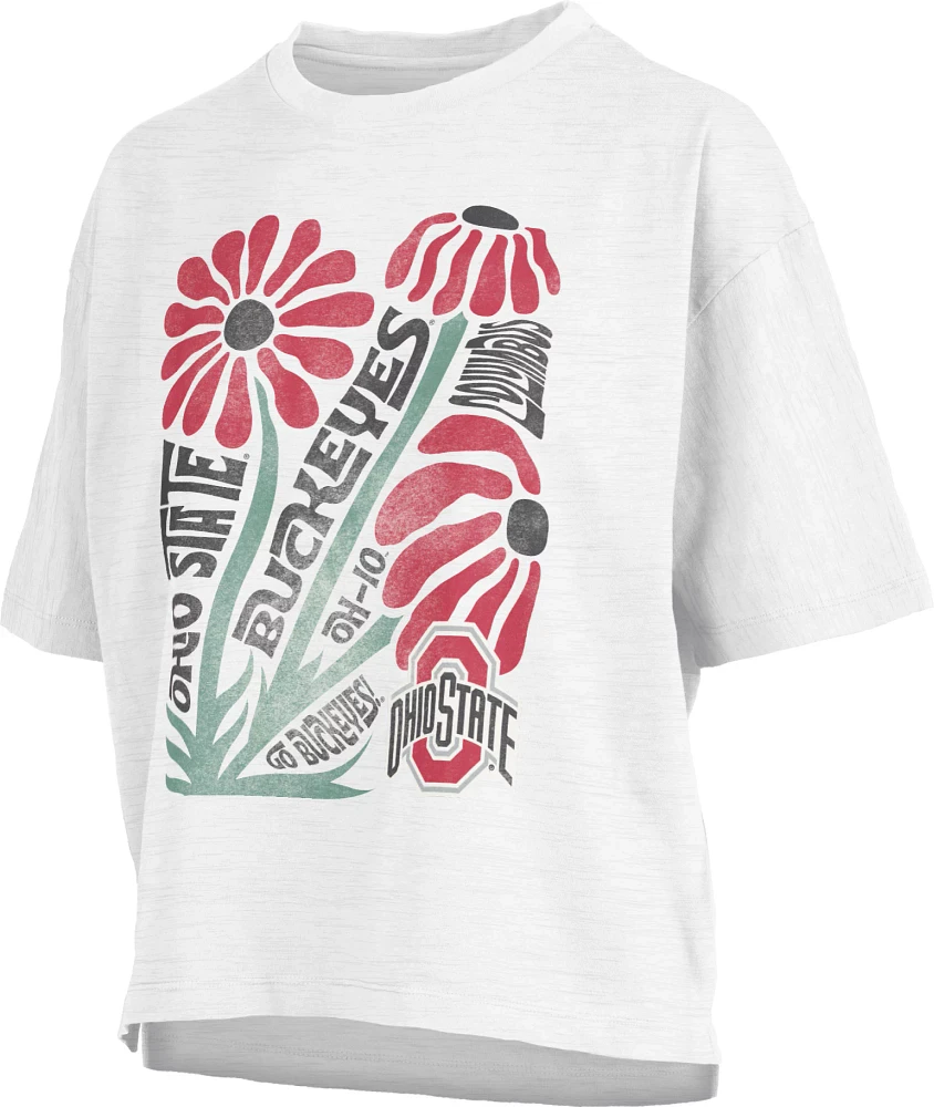 Pressbox Women's Ohio State Buckeyes White Daisy Midi T-Shirt