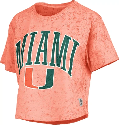 Pressbox Women's Miami Hurricanes Orange Sunwashed 2.0 Cropped T-Shirt
