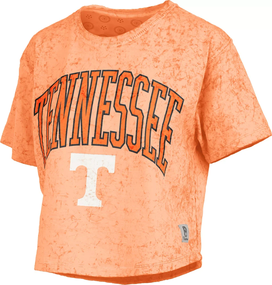 Pressbox Women's Tennessee Volunteers Light Orange Sunwashed 2.0 Cropped T-Shirt