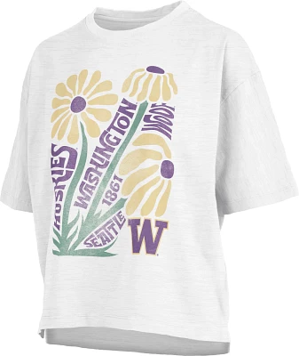 Pressbox Women's Washington Huskies White Daisy Midi T-Shirt