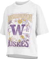 Pressbox Women's Washington Huskies White Woodstock Crewneck T-Shirt