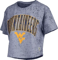 Pressbox Women's West Virginia Mountaineers Navy Sunwashed 2.0 Cropped T-Shirt