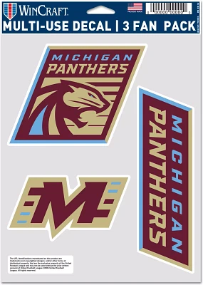 WinCraft UFL Michigan Panthers 3-Pack Fan Decal