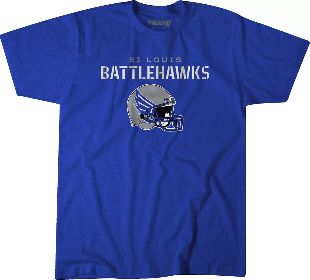 BreakingT Men's UFL St. Louis Battlehawks Helmet Logo Royal T-Shirt