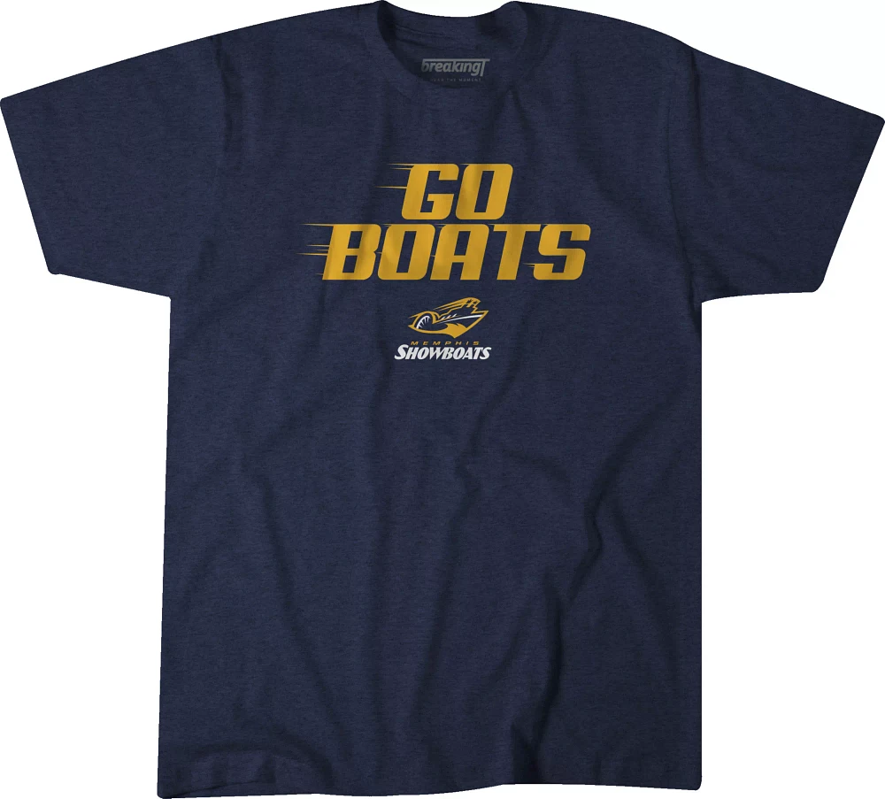 BreakingT Men's UFL Memphis Showboats Go Boats Navy T-Shirt