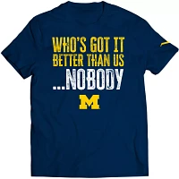 Who's Got it Better Adult Michigan Wolverines Navy T-Shirt