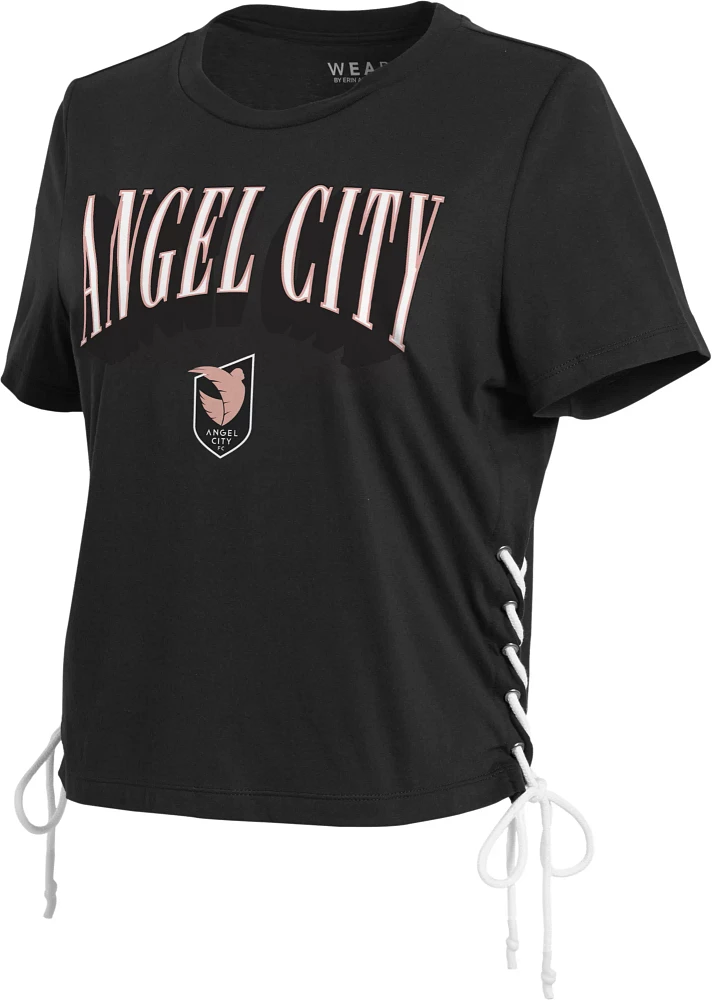 WEAR By Erin Andrews Women's Angel City FC Side Lace Black T-Shirt