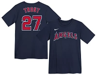 Nike Little Kids' Los Angeles Angels Mike Trout #27 Navy Home T-Shirt