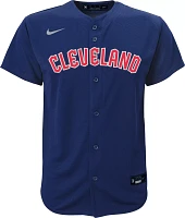 Nike Youth Cleveland Guardians Josh Naylor #22 Navy Road Cool Base Jersey