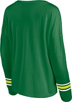 NCAA Women's Oregon Ducks Green Triple Stripe Long Sleeve T-Shirt