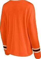 NCAA Women's Oregon State Beavers Orange Triple Stripe Long Sleeve T-Shirt