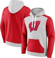 NCAA Men's Wisconsin Badgers Grey Colorblock Pullover Hoodie