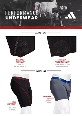 adidas Men's Sport Performance Mesh Long Boxer Briefs – 3 Pack