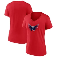 NHL Women's Washington Capitals Team Red V-Neck T-Shirt