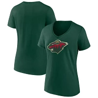 NHL Women's Minnesota Wild Team Dark Green V-Neck T-Shirt