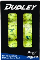 Dudley 12'' USSSA Thunder ZN Pro-M Stamp Slow Pitch Softballs - 6 Pack