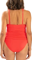 Dolfin Women's Solid Front Keyhole One-Piece Swimsuit