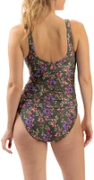 Dolfin Women's Surplice Printed Wrap One Piece Swimsuit