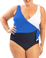 Dolfin Women's Solid Moderate Wrap Front Swimsuit