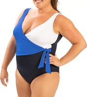 Dolfin Women's Solid Moderate Wrap Front Swimsuit