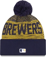 New Era Men's Milwaukee Brewers Navy Authentic Collection Knit Hat