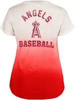 New Era Women's Los Angeles Angels Red Dip Dye V-Neck T-Shirt