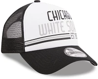 New Era Men's Chicago White Sox Black Stacked 9Forty Adjustable Hat