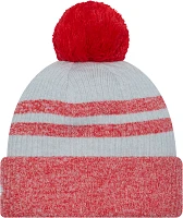 New Era Men's Kansas City Chiefs Patch Grey Pom Knit Beanie