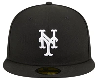 New Era Adult York Mets Black Side Patch Evergreen 59Fifty Fitted Hat